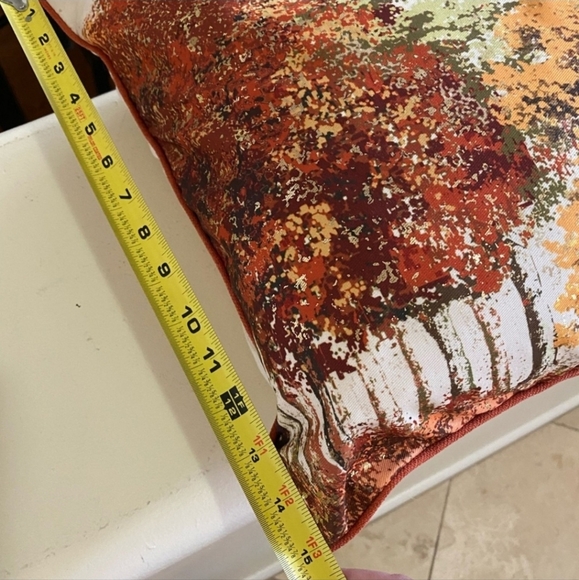 Loving Kindness Fall Trees Lumbar Throw Pillow Metallic Gold Burnt Orange Ivory - Picture 3 of 6